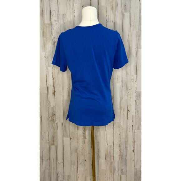 Jaanuu Women's Small V-Neck Blue Scrub Top Short Sleeve Workwear - Picture 2 of 4